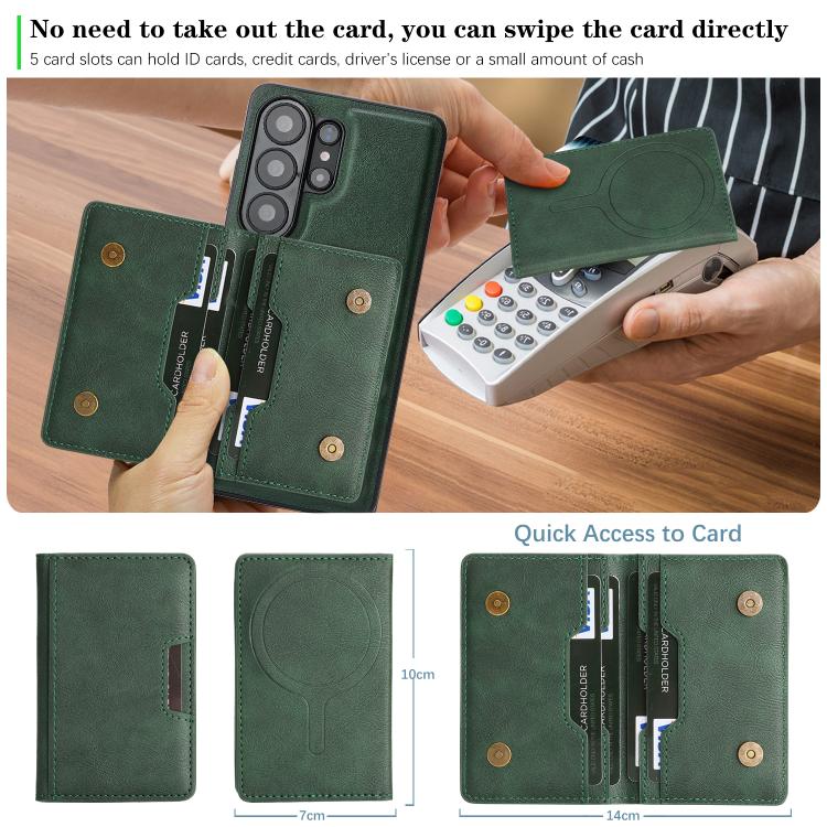 For Samsung Galaxy S26 Ultra 5G Kalebol Strong MagSafe Magnetic Two-Fold Card Bag Leather Phone Case