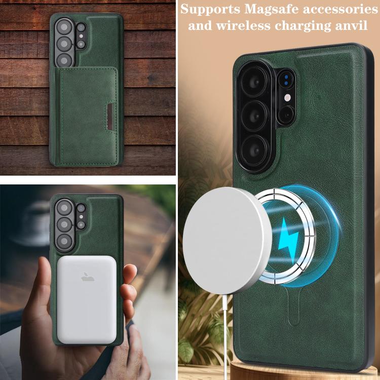 For Samsung Galaxy S26 Ultra 5G Kalebol Strong MagSafe Magnetic Two-Fold Card Bag Leather Phone Case