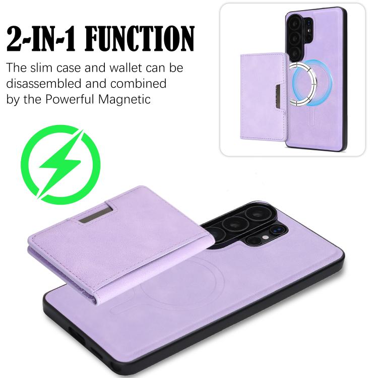 For Samsung Galaxy S26 Ultra 5G Kalebol Strong MagSafe Magnetic Two-Fold Card Bag Leather Phone Case