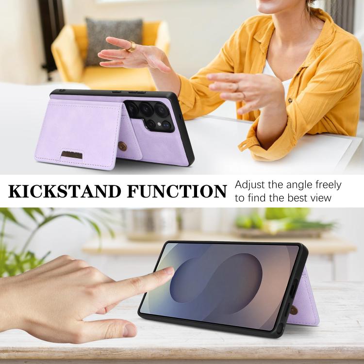 For Samsung Galaxy S26 Ultra 5G Kalebol Strong MagSafe Magnetic Two-Fold Card Bag Leather Phone Case