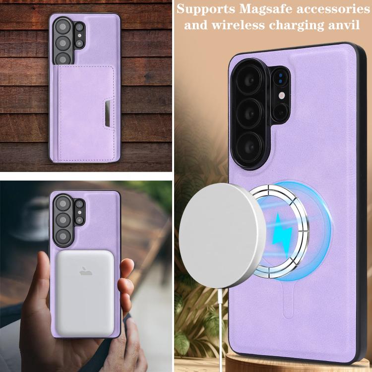 For Samsung Galaxy S26 Ultra 5G Kalebol Strong MagSafe Magnetic Two-Fold Card Bag Leather Phone Case