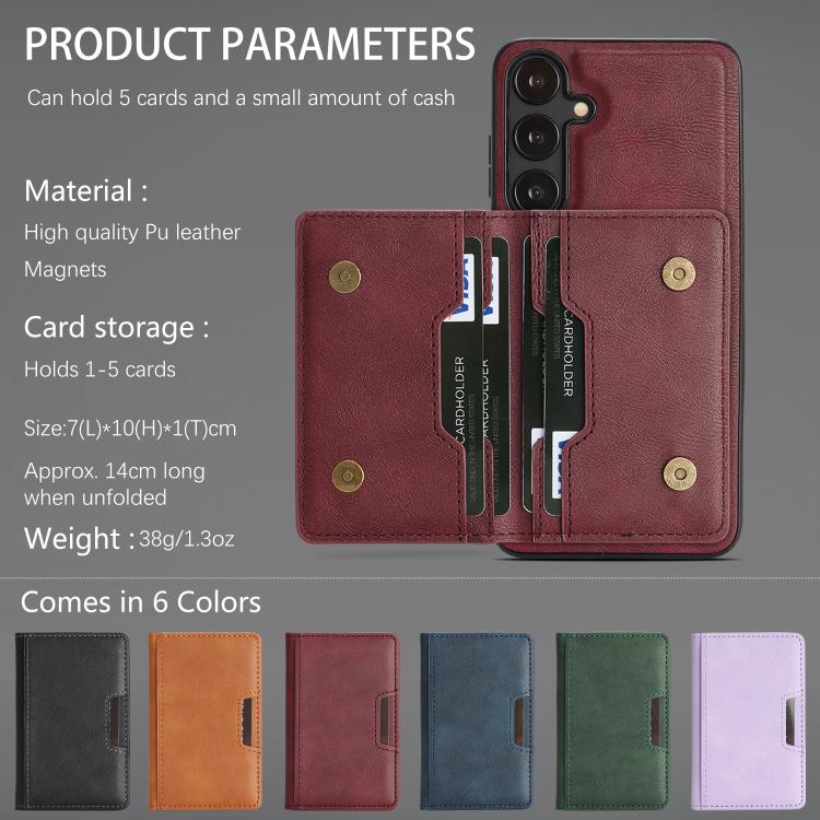 For Samsung Galaxy S25 5G Kalebol Strong MagSafe Magnetic Two-Fold Card Bag Leather Phone Case