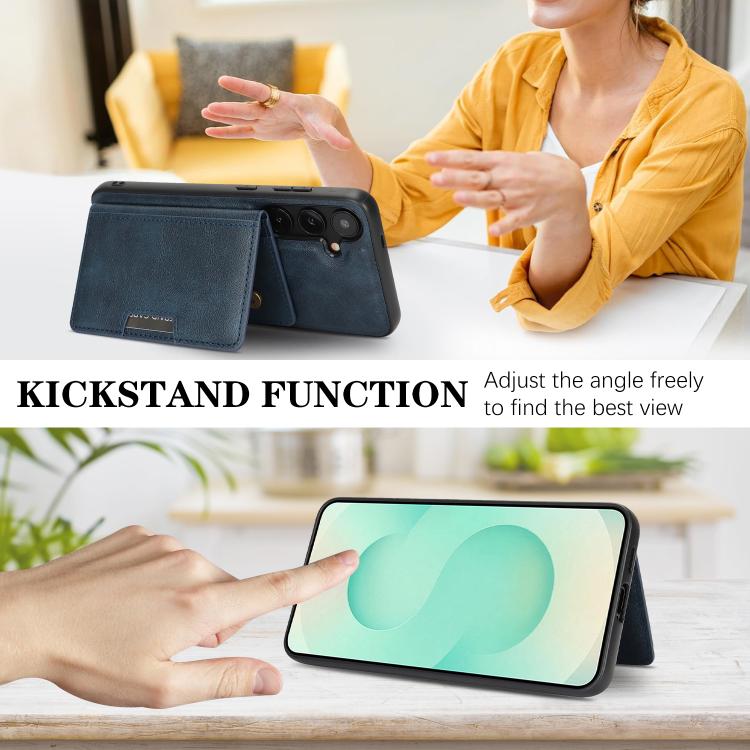 For Samsung Galaxy S25 5G Kalebol Strong MagSafe Magnetic Two-Fold Card Bag Leather Phone Case