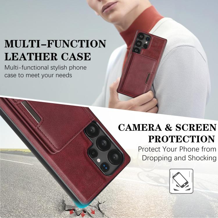 For Samsung Galaxy S25 Ultra 5G Kalebol Strong MagSafe Magnetic Two-Fold Card Bag Leather Phone Case