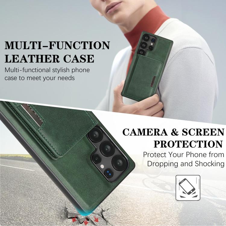 For Samsung Galaxy S25 Ultra 5G Kalebol Strong MagSafe Magnetic Two-Fold Card Bag Leather Phone Case