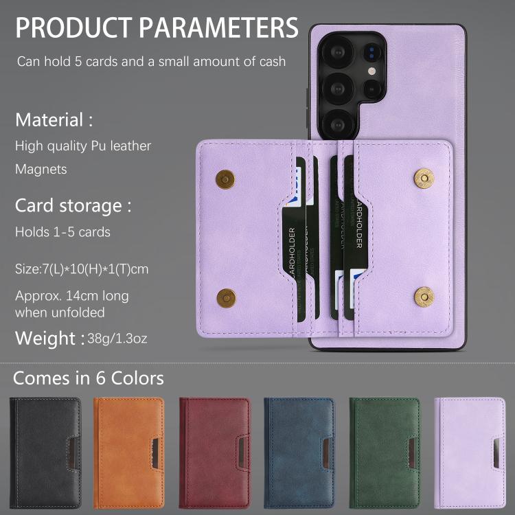 For Samsung Galaxy S25 Ultra 5G Kalebol Strong MagSafe Magnetic Two-Fold Card Bag Leather Phone Case