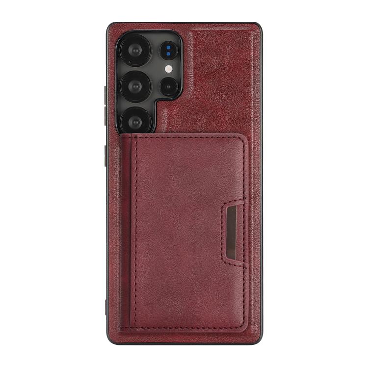 For Samsung Galaxy S24 Ultra 5G Kalebol Strong MagSafe Magnetic Two-Fold Card Bag Leather Phone Case