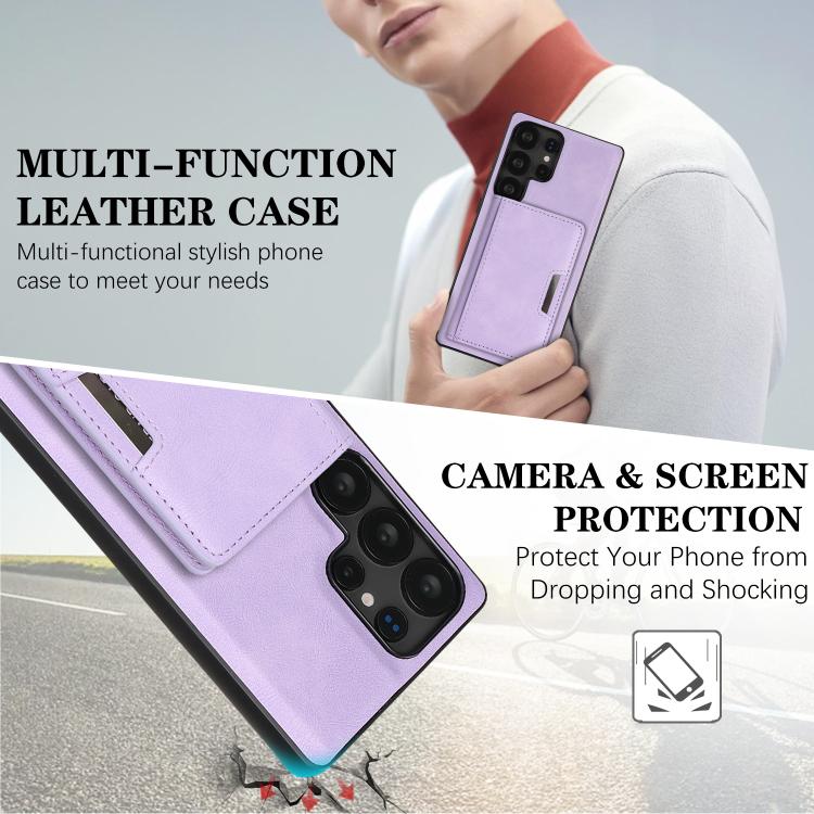 For Samsung Galaxy S24 Ultra 5G Kalebol Strong MagSafe Magnetic Two-Fold Card Bag Leather Phone Case