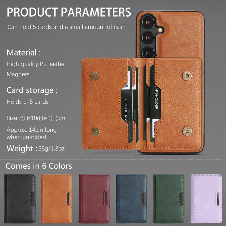 For Samsung Galaxy S24+ 5G Kalebol Strong MagSafe Magnetic Two-Fold Card Bag Leather Phone Case