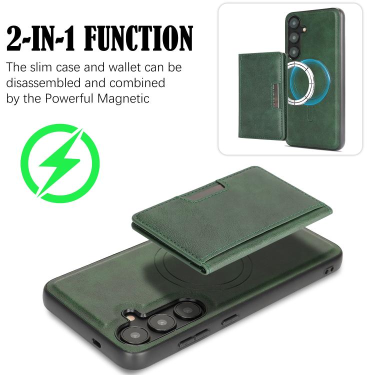 For Samsung Galaxy S24+ 5G Kalebol Strong MagSafe Magnetic Two-Fold Card Bag Leather Phone Case