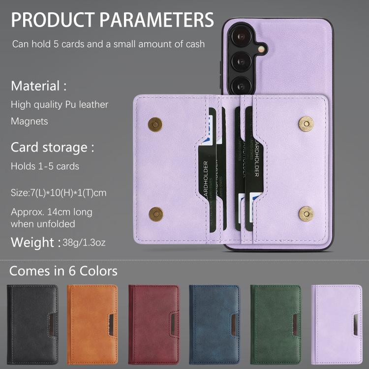 For Samsung Galaxy S24+ 5G Kalebol Strong MagSafe Magnetic Two-Fold Card Bag Leather Phone Case