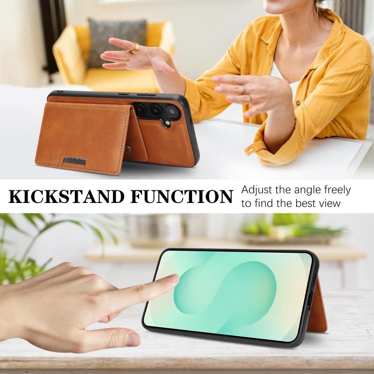 For Samsung Galaxy S23 5G Kalebol Strong MagSafe Magnetic Two-Fold Card Bag Leather Phone Case