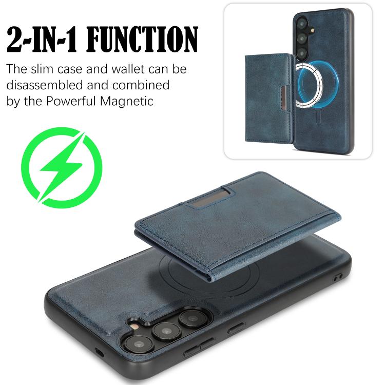 For Samsung Galaxy S23 5G Kalebol Strong MagSafe Magnetic Two-Fold Card Bag Leather Phone Case