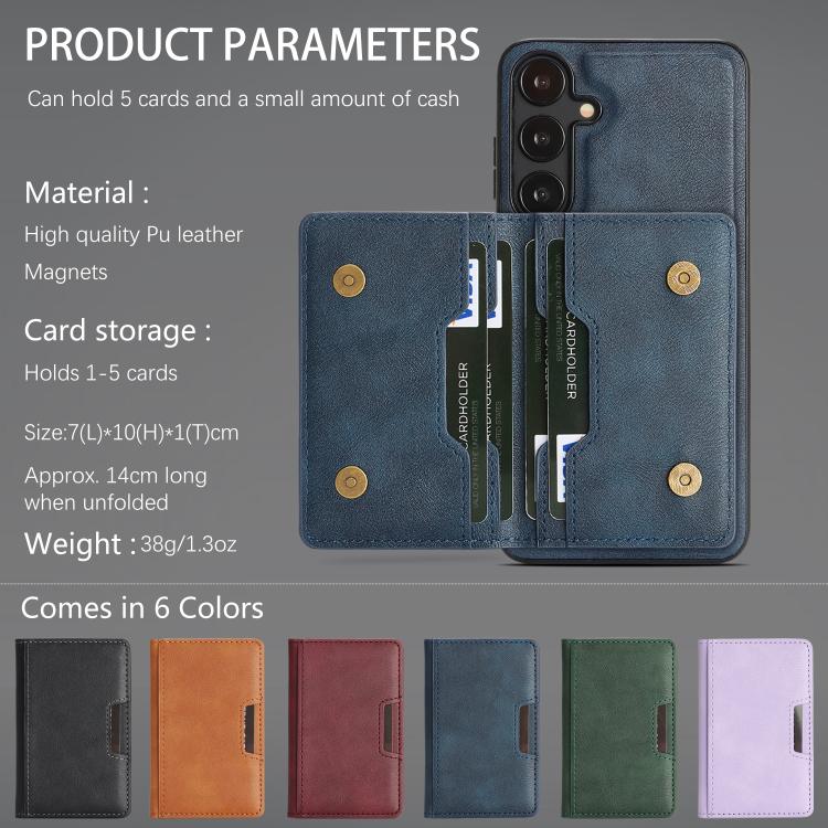 For Samsung Galaxy S23 5G Kalebol Strong MagSafe Magnetic Two-Fold Card Bag Leather Phone Case
