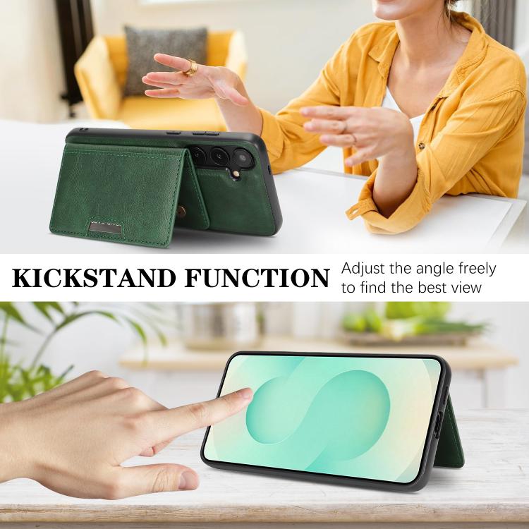 For Samsung Galaxy S23 5G Kalebol Strong MagSafe Magnetic Two-Fold Card Bag Leather Phone Case