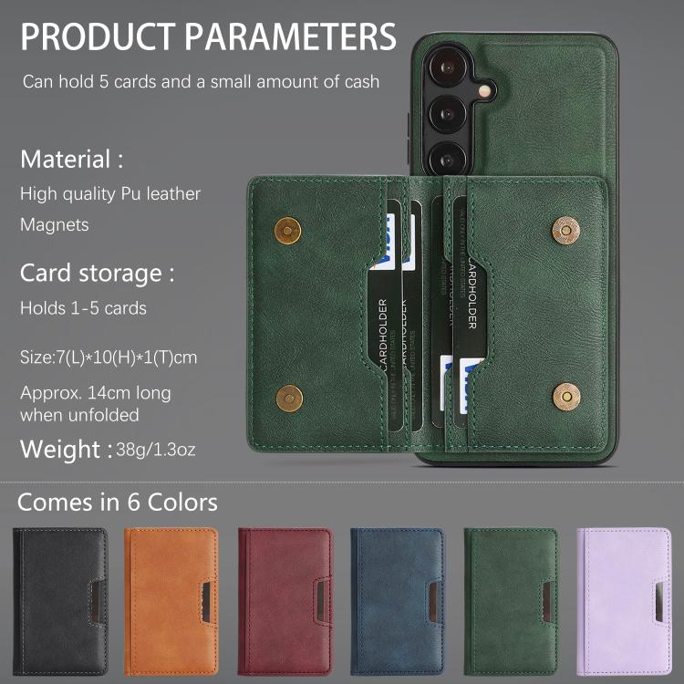 For Samsung Galaxy S23 5G Kalebol Strong MagSafe Magnetic Two-Fold Card Bag Leather Phone Case