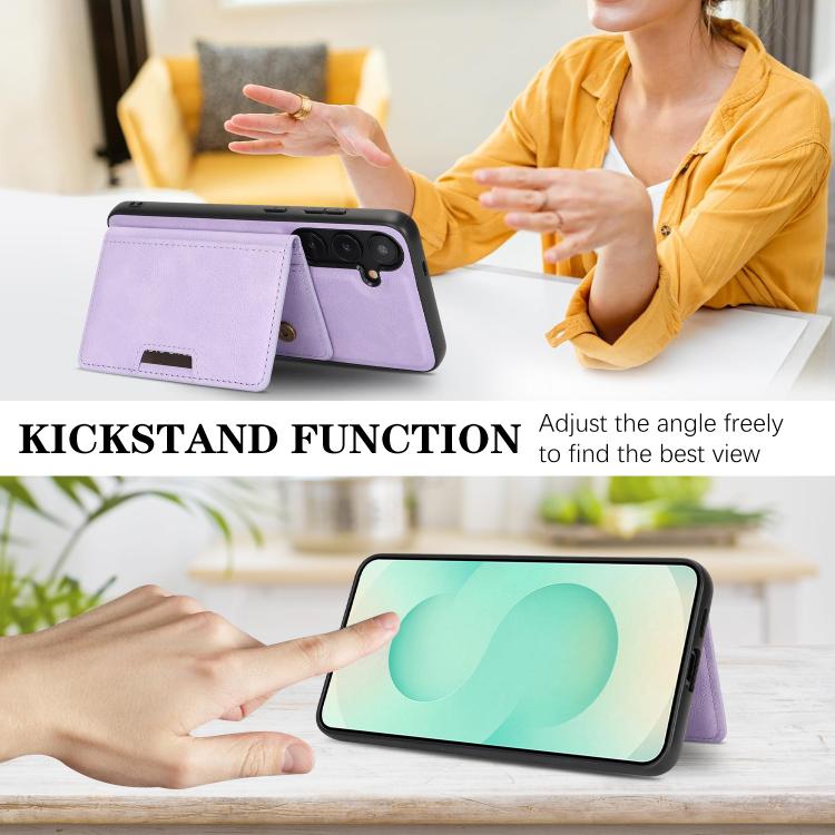 For Samsung Galaxy S23 5G Kalebol Strong MagSafe Magnetic Two-Fold Card Bag Leather Phone Case