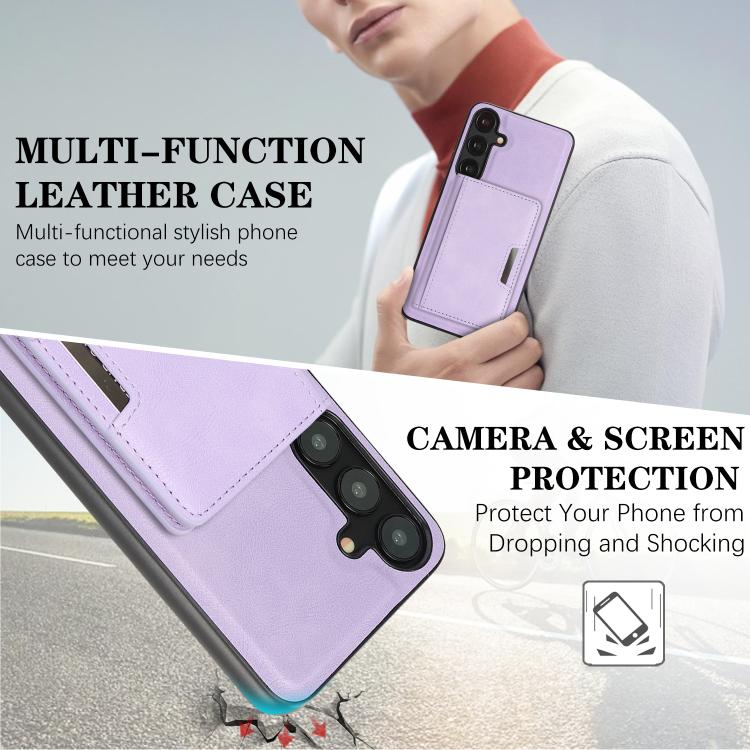 For Samsung Galaxy S23 5G Kalebol Strong MagSafe Magnetic Two-Fold Card Bag Leather Phone Case