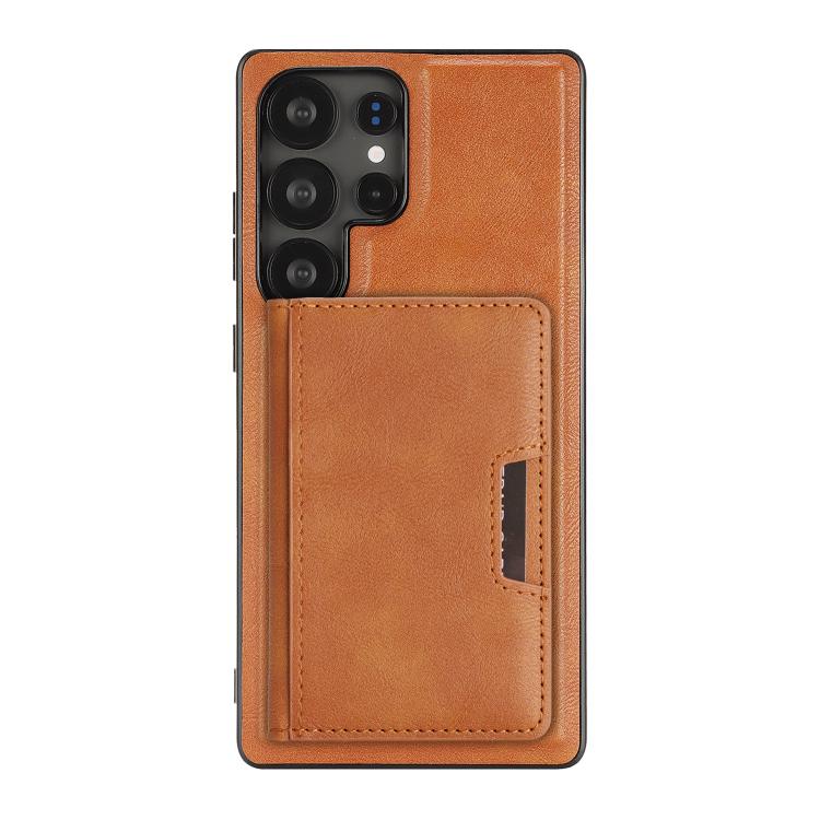 For Samsung Galaxy S22 Ultra 5G Kalebol Strong MagSafe Magnetic Two-Fold Card Bag Leather Phone Case