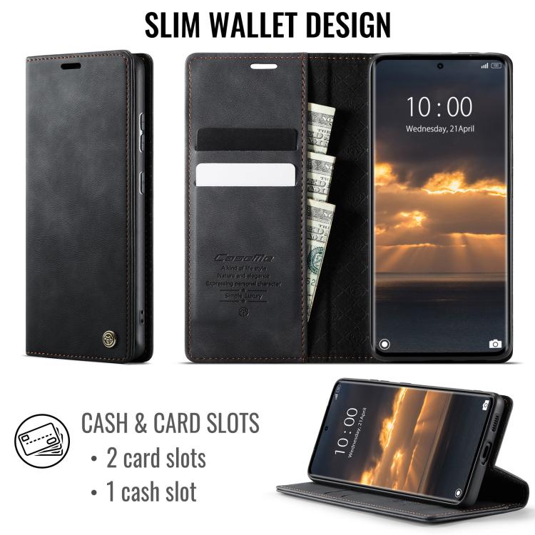 For Redmi Note 15 4G / 5G Global 164mm CaseMe 033 Calf Leather Lining Microfibre RFID Blocking Phone Case