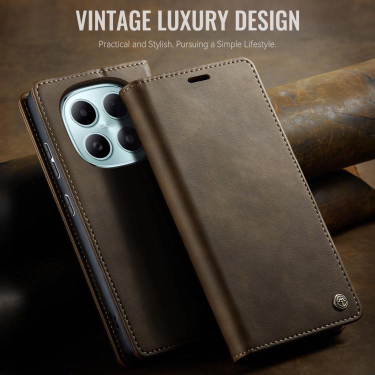 For Redmi Note 15 4G / 5G Global 164mm CaseMe 033 Calf Leather Lining Microfibre RFID Blocking Phone Case