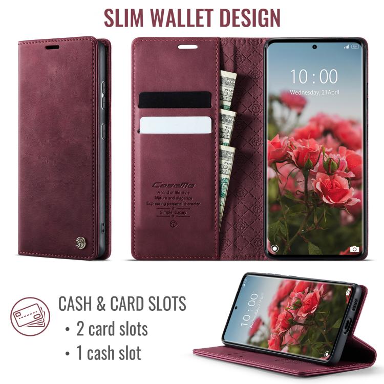For Redmi Note 15 4G / 5G Global 164mm CaseMe 033 Calf Leather Lining Microfibre RFID Blocking Phone Case