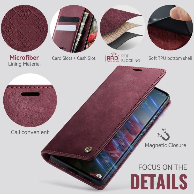 For Redmi Note 15 4G / 5G Global 164mm CaseMe 033 Calf Leather Lining Microfibre RFID Blocking Phone Case