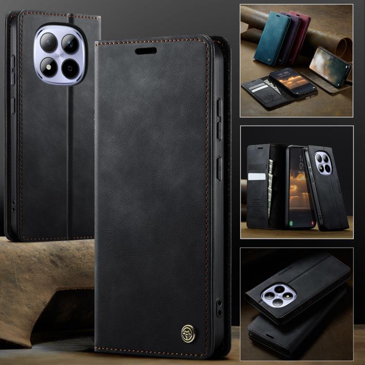For Redmi Note 15 Pro 4G Global 163.2mm CaseMe 033 Calf Leather Lining Microfibre RFID Blocking Phone Case
