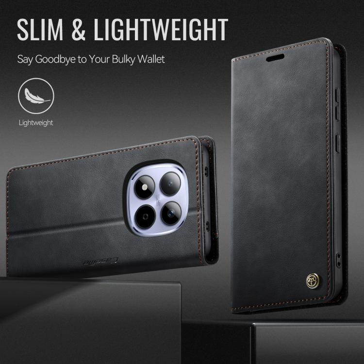 For Redmi Note 15 Pro 4G Global 163.2mm CaseMe 033 Calf Leather Lining Microfibre RFID Blocking Phone Case