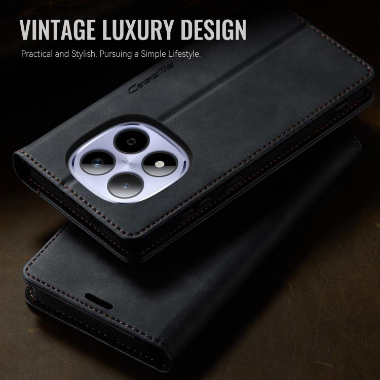 For Redmi Note 15 Pro 4G Global 163.2mm CaseMe 033 Calf Leather Lining Microfibre RFID Blocking Phone Case