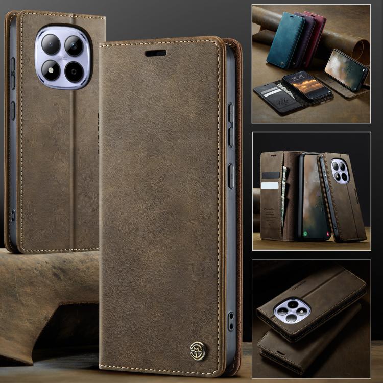 For Redmi Note 15 Pro 4G Global 163.2mm CaseMe 033 Calf Leather Lining Microfibre RFID Blocking Phone Case
