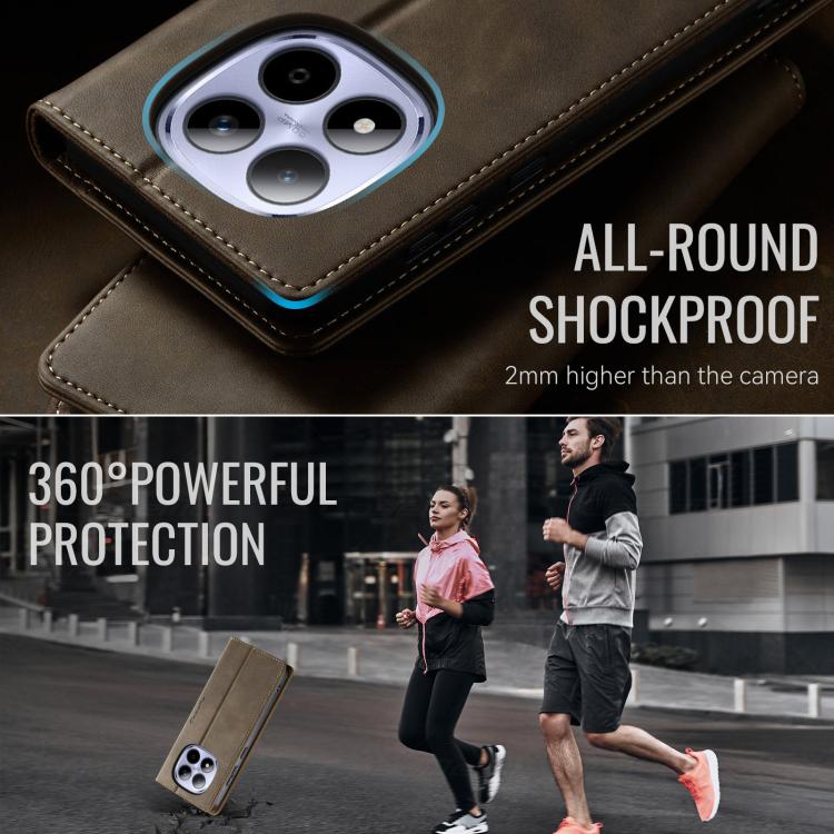 For Redmi Note 15 Pro 4G Global 163.2mm CaseMe 033 Calf Leather Lining Microfibre RFID Blocking Phone Case