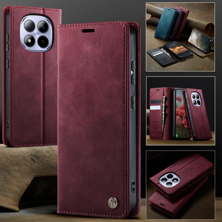 For Redmi Note 15 Pro 4G Global 163.2mm CaseMe 033 Calf Leather Lining Microfibre RFID Blocking Phone Case