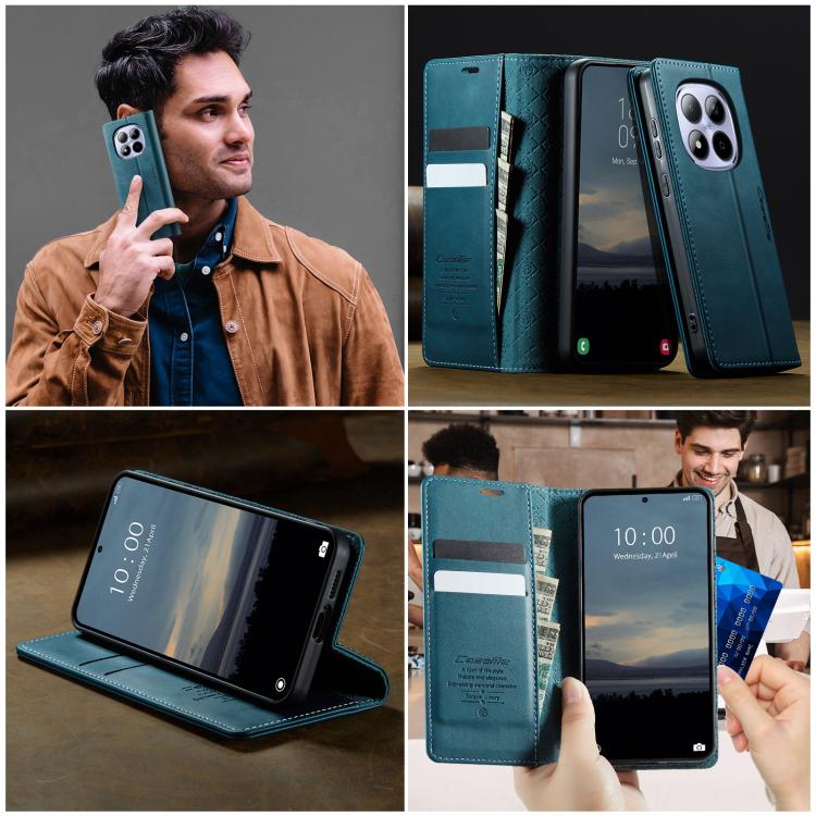 For Redmi Note 15 Pro 4G Global 163.2mm CaseMe 033 Calf Leather Lining Microfibre RFID Blocking Phone Case