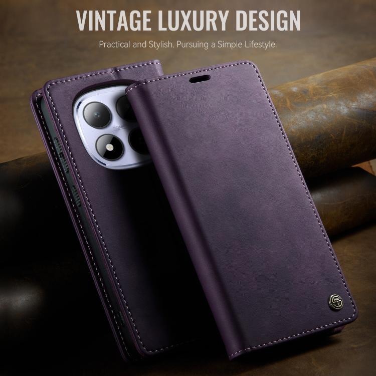 For Redmi Note 15 Pro 4G Global 163.2mm CaseMe 033 Calf Leather Lining Microfibre RFID Blocking Phone Case