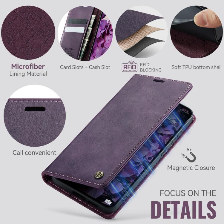 For Redmi Note 15 Pro 4G Global 163.2mm CaseMe 033 Calf Leather Lining Microfibre RFID Blocking Phone Case