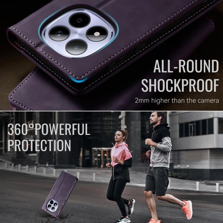 For Redmi Note 15 Pro 4G Global 163.2mm CaseMe 033 Calf Leather Lining Microfibre RFID Blocking Phone Case