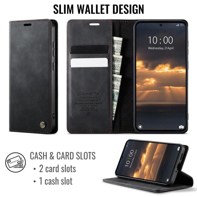 For Redmi Note 15 Pro 5G Global 163.6mm CaseMe 033 Calf Leather Lining Microfibre RFID Blocking Phone Case