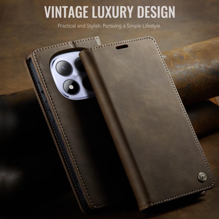 For Redmi Note 15 Pro 5G Global 163.6mm CaseMe 033 Calf Leather Lining Microfibre RFID Blocking Phone Case