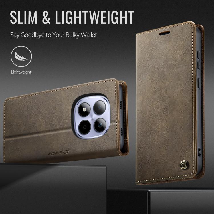 For Redmi Note 15 Pro 5G Global 163.6mm CaseMe 033 Calf Leather Lining Microfibre RFID Blocking Phone Case