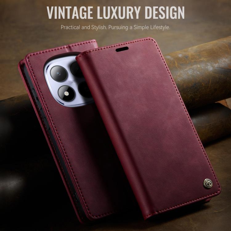 For Redmi Note 15 Pro 5G Global 163.6mm CaseMe 033 Calf Leather Lining Microfibre RFID Blocking Phone Case