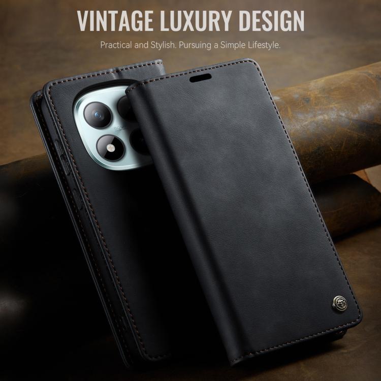 For Redmi Note 15 Pro+ 5G Global 163.3mm CaseMe 033 Calf Leather Lining Microfibre RFID Blocking Phone Case