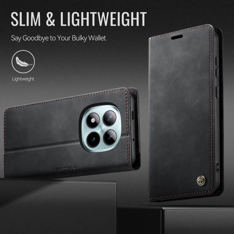 For Redmi Note 15 Pro+ 5G Global 163.3mm CaseMe 033 Calf Leather Lining Microfibre RFID Blocking Phone Case
