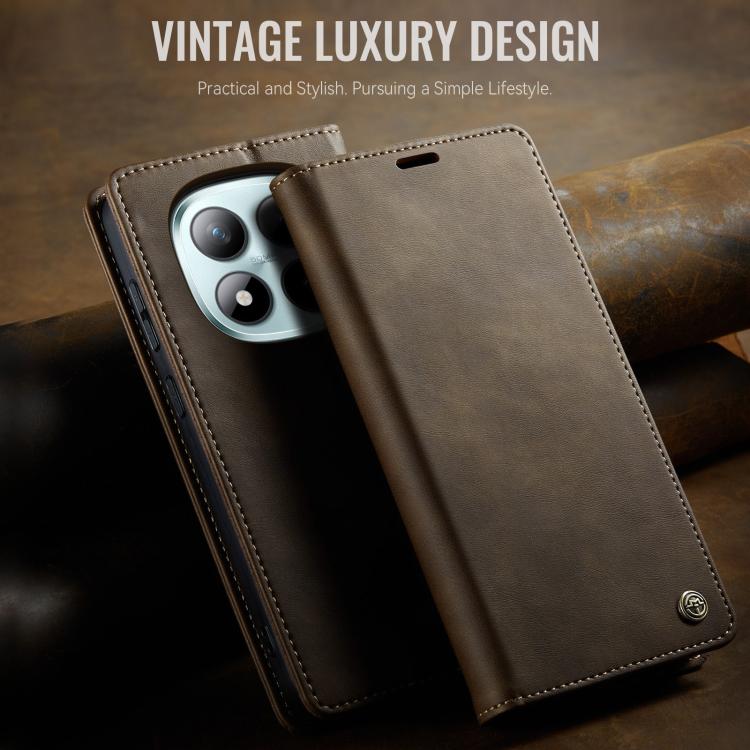 For Redmi Note 15 Pro+ 5G Global 163.3mm CaseMe 033 Calf Leather Lining Microfibre RFID Blocking Phone Case