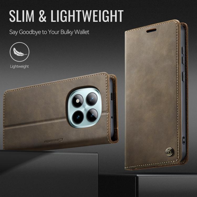 For Redmi Note 15 Pro+ 5G Global 163.3mm CaseMe 033 Calf Leather Lining Microfibre RFID Blocking Phone Case