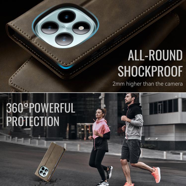 For Redmi Note 15 Pro+ 5G Global 163.3mm CaseMe 033 Calf Leather Lining Microfibre RFID Blocking Phone Case