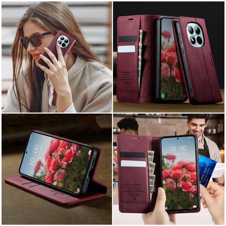For Redmi Note 15 Pro+ 5G Global 163.3mm CaseMe 033 Calf Leather Lining Microfibre RFID Blocking Phone Case