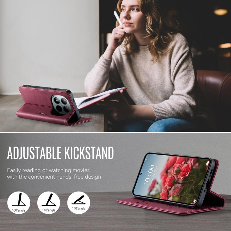 For Redmi Note 15 Pro+ 5G Global 163.3mm CaseMe 033 Calf Leather Lining Microfibre RFID Blocking Phone Case