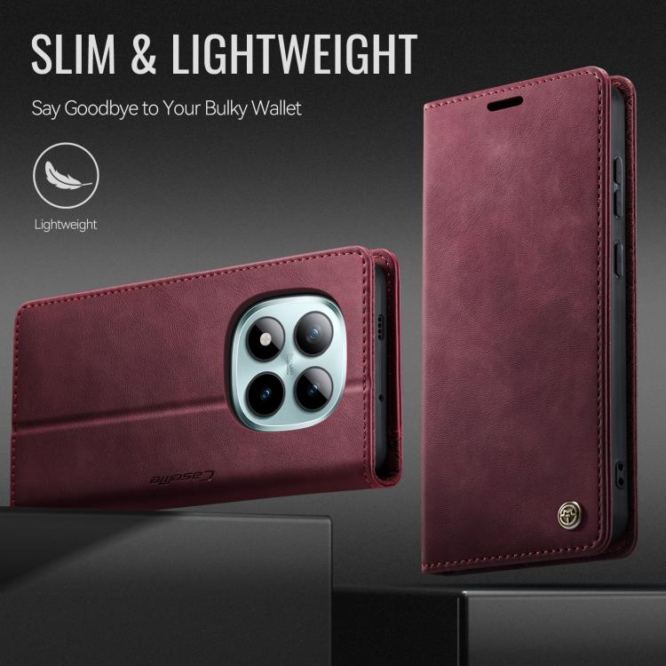 For Redmi Note 15 Pro+ 5G Global 163.3mm CaseMe 033 Calf Leather Lining Microfibre RFID Blocking Phone Case
