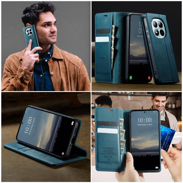 For Redmi Note 15 Pro+ 5G Global 163.3mm CaseMe 033 Calf Leather Lining Microfibre RFID Blocking Phone Case